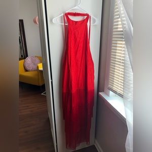 Anthropologie red fringe dress in sizes 10 and 12!